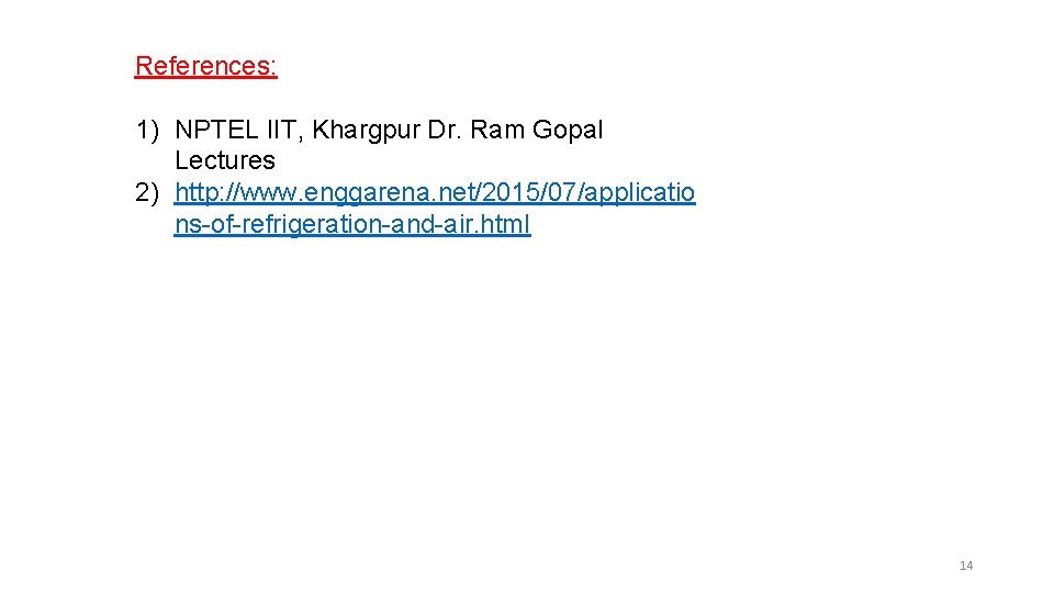 References: 1) NPTEL IIT, Khargpur Dr. Ram Gopal Lectures 2) http: //www. enggarena. net/2015/07/applicatio