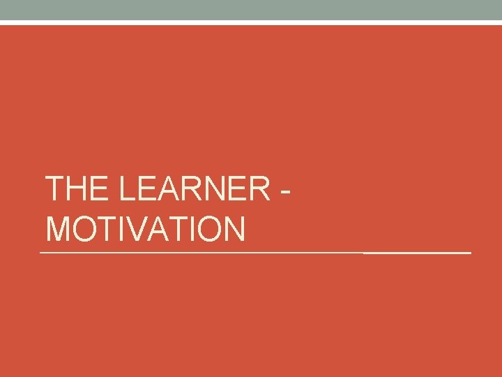 THE LEARNER MOTIVATION 