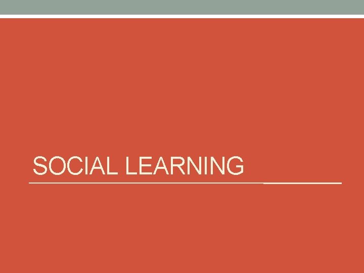 SOCIAL LEARNING 