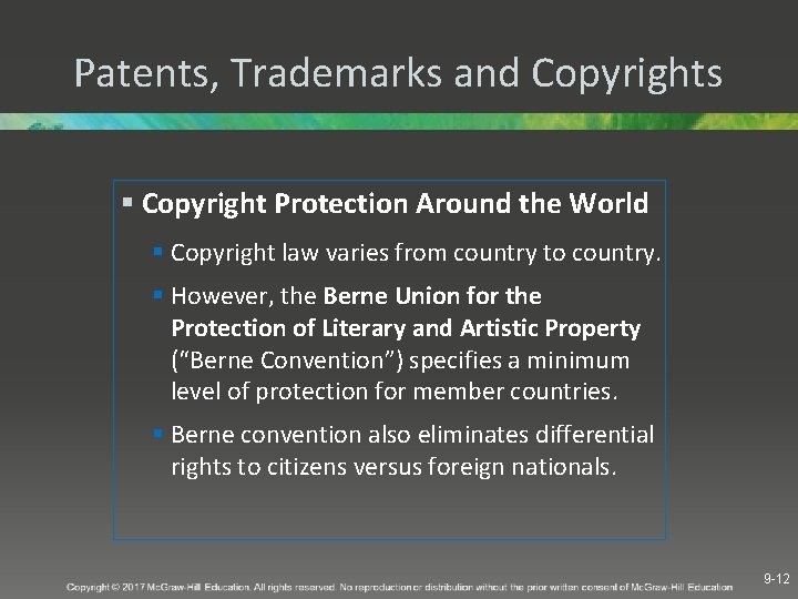 Patents, Trademarks and Copyrights § Copyright Protection Around the World § Copyright law varies