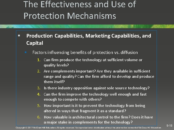 The Effectiveness and Use of Protection Mechanisms § Production Capabilities, Marketing Capabilities, and Capital