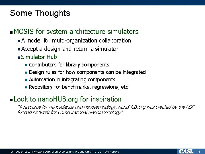 Some Thoughts n MOSIS for system architecture simulators n. A model for multi-organization collaboration