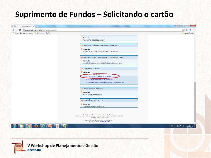 Suprimento de Fundos – Solicitando o cartão 