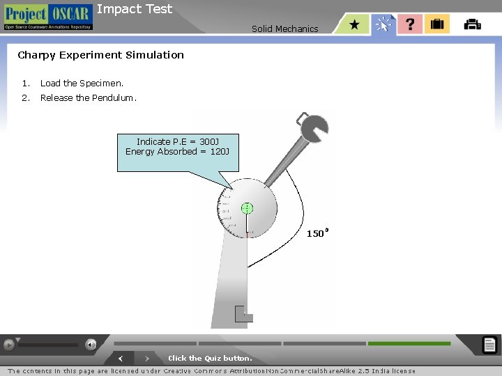 Impact Test Solid Mechanics Charpy Experiment Simulation 1. Load the Specimen. 2. Release the