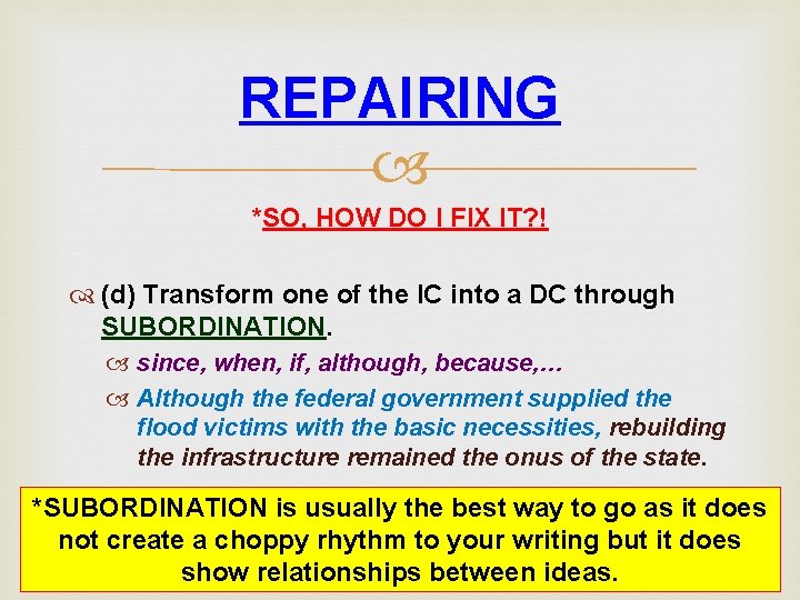 REPAIRING *SO, HOW DO I FIX IT? ! (d) Transform one of the IC REPAIRING *SO, HOW DO I FIX IT? ! (d) Transform one of the IC