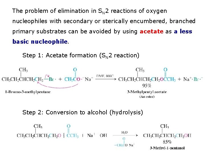 The problem of elimination in SN 2 reactions of oxygen nucleophiles with secondary or