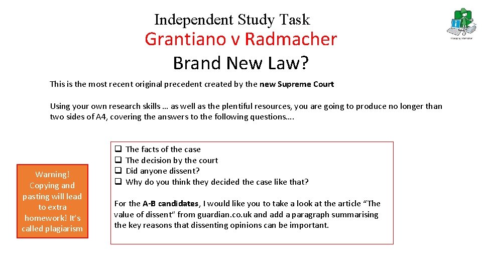 Independent Study Task Grantiano v Radmacher Brand New Law? This is the most recent