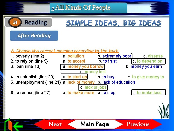 3 All Kinds Of People 3 i Reading After Reading A. Choose the correct 3 All Kinds Of People 3 i Reading After Reading A. Choose the correct