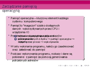 Zarządzanie pamięcią operacyjną “ Pamięć operacyjna – kluczowy element każdego systemu komputerowego “ Pamięć Zarządzanie pamięcią operacyjną “ Pamięć operacyjna – kluczowy element każdego systemu komputerowego “ Pamięć