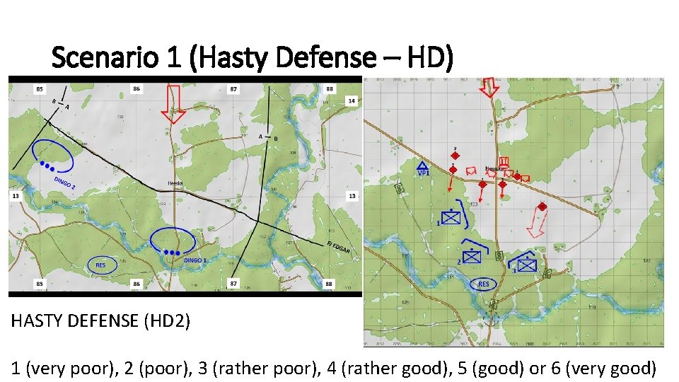 Scenario 1 (Hasty Defense – HD) HASTY DEFENSE (HD 2) 1 (very poor), 2