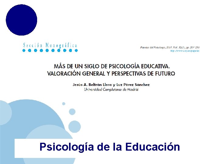 Psicología de la Educación www. company. com 