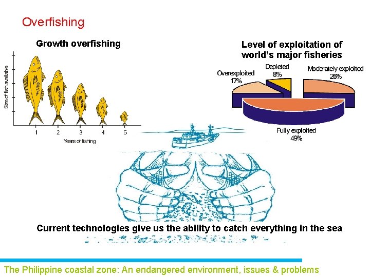 Overfishing Growth overfishing Level of exploitation of world’s major fisheries Current technologies give us