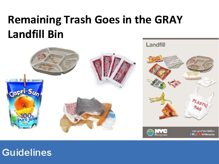 Remaining Trash Goes in the GRAY Landfill Bin Guidelines 