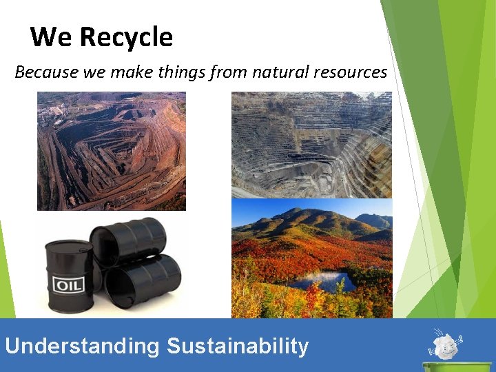 We Recycle Thank You xxx Because we make things from natural resources Understanding Sustainability