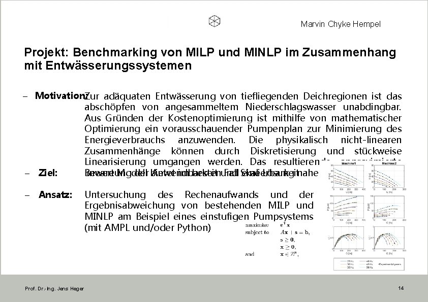 Marvin Chyke Hempel Projekt: Benchmarking von MILP und MINLP im Zusammenhang mit Entwässerungssystemen -