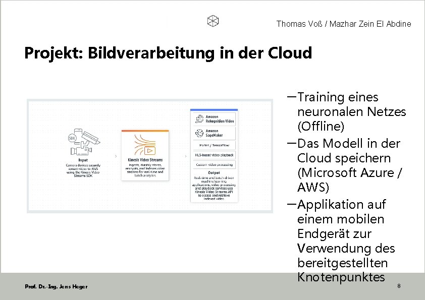 Thomas Voß / Mazhar Zein El Abdine Projekt: Bildverarbeitung in der Cloud -Training eines