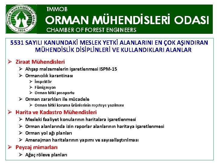 5531 SAYILI KANUNDAKİ MESLEK YETKİ ALANLARINI EN ÇOK AŞINDIRAN MÜHENDİSLİK DİSİPLİNLERİ VE KULLANDIKLARI ALANLAR