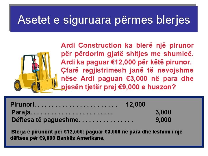 Asetet e siguruara përmes blerjes Ardi Construction ka blerë një pirunor përdorim gjatë shitjes