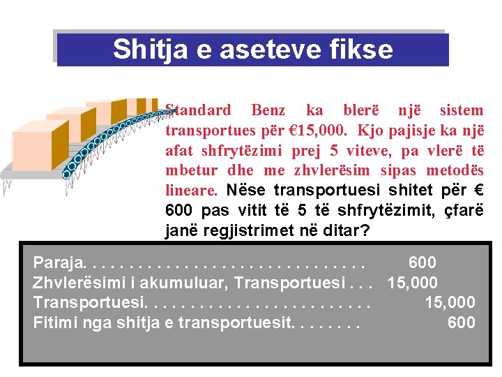 Shitja e aseteve fikse Standard Benz ka blerë një sistem transportues për € 15,