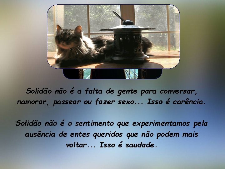 Solidão não é a falta de gente para conversar, namorar, passear ou fazer sexo.