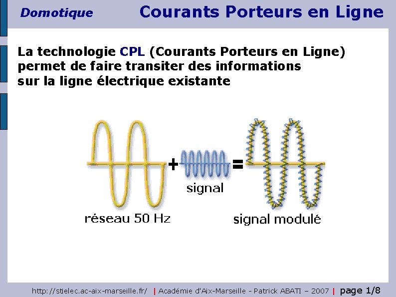 Domotique Courants Porteurs en Ligne La technologie CPL (Courants Porteurs en Ligne) permet de