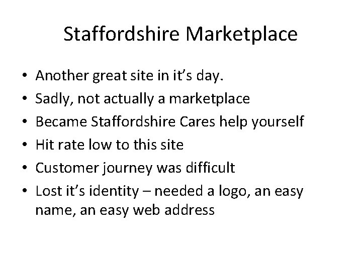 Staffordshire Marketplace • • • Another great site in it’s day. Sadly, not actually