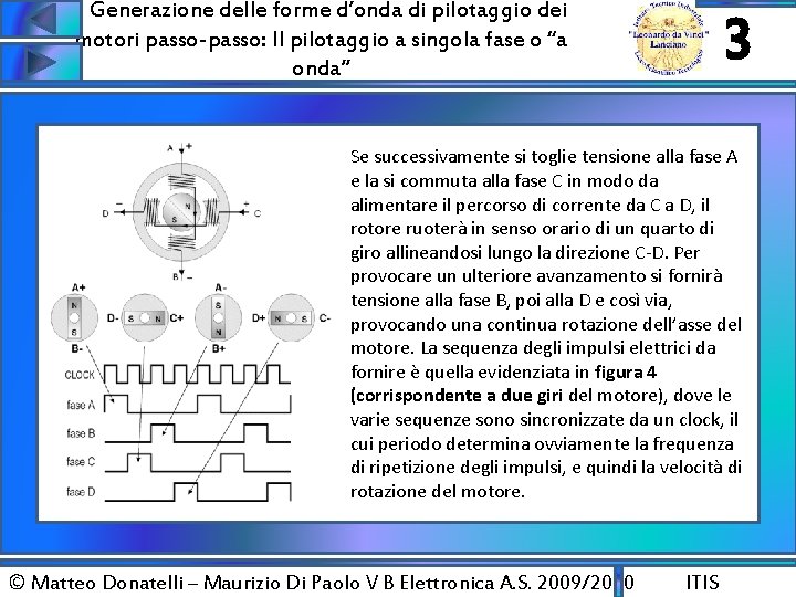 Generazione delle forme d’onda di pilotaggio dei motori passo-passo: Il pilotaggio a singola fase