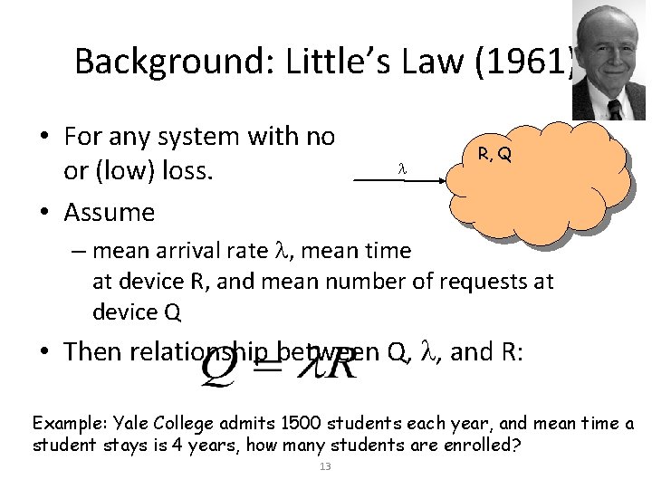 Background: Little’s Law (1961) • For any system with no or (low) loss. •