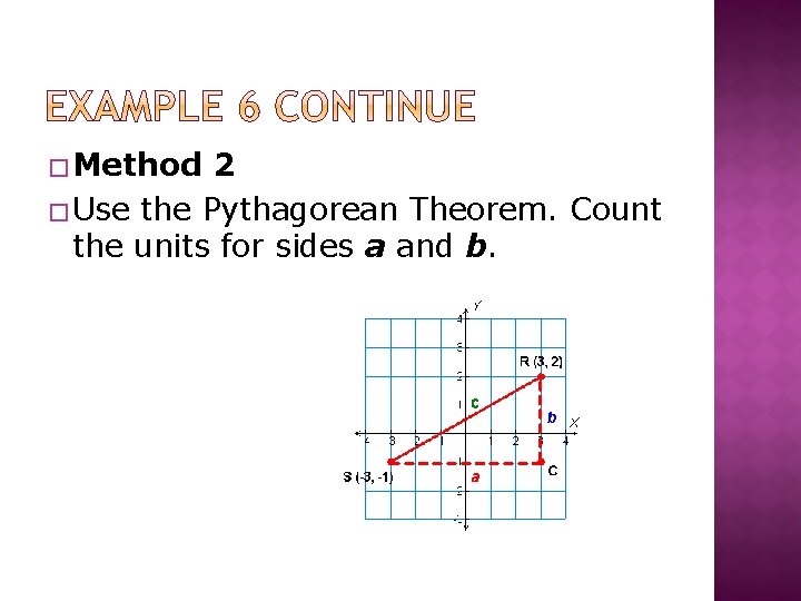 � Method 2 � Use the Pythagorean Theorem. Count the units for sides a