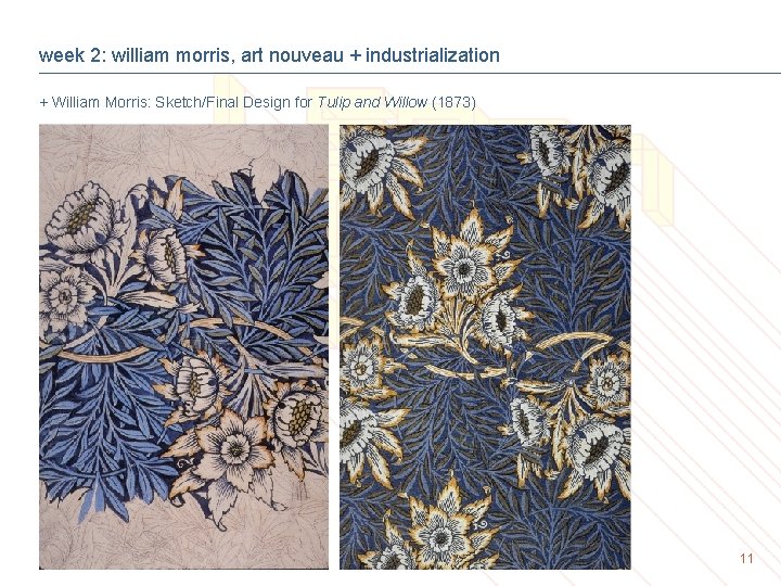 week 2: william morris, art nouveau + industrialization + William Morris: Sketch/Final Design for