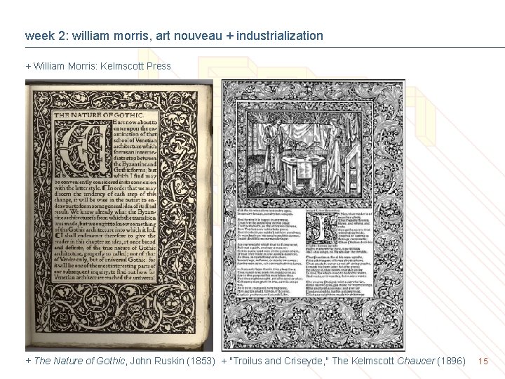 week 2: william morris, art nouveau + industrialization + William Morris: Kelmscott Press +