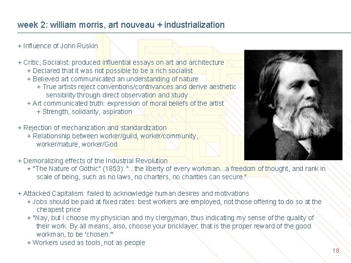 week 2: william morris, art nouveau + industrialization + Influence of John Ruskin +
