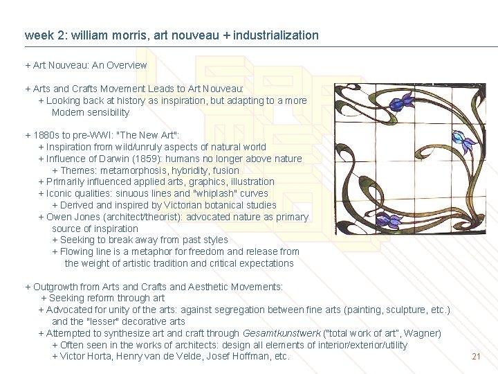 week 2: william morris, art nouveau + industrialization + Art Nouveau: An Overview +