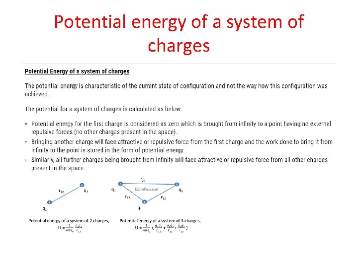 Potential energy of a system of charges 