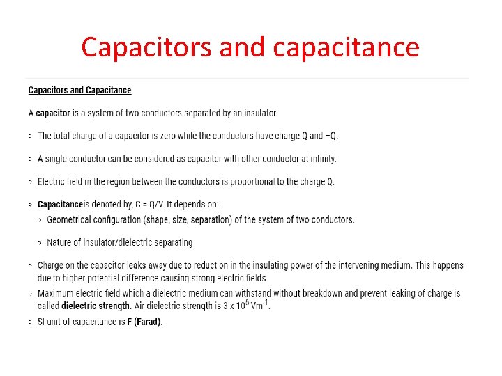 Capacitors and capacitance 