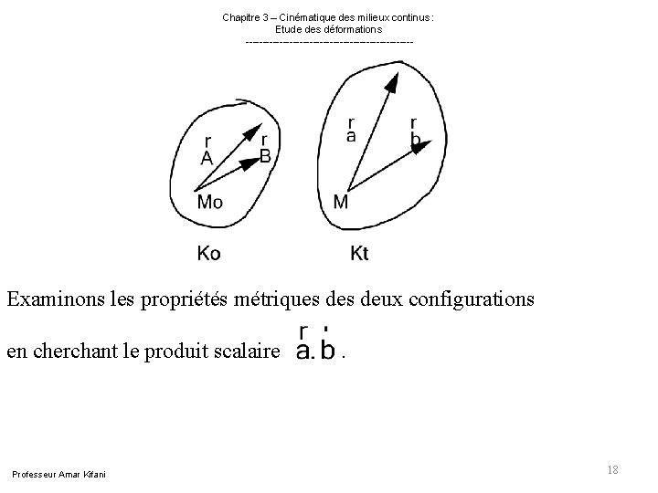 Chapitre 3 – Cinématique des milieux continus : Etude des déformations ------------------------- Examinons Chapitre 3 – Cinématique des milieux continus : Etude des déformations ------------------------- Examinons