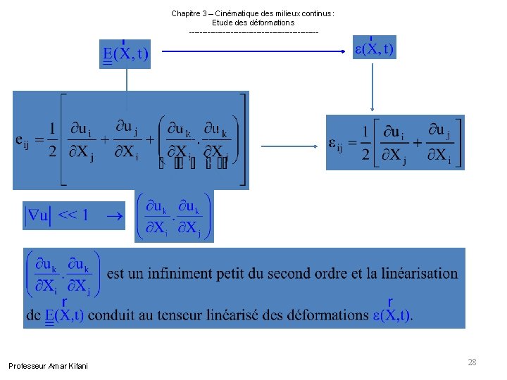 Professeur Amar Kifani Chapitre 3 – Cinématique des milieux continus : Etude des Professeur Amar Kifani Chapitre 3 – Cinématique des milieux continus : Etude des