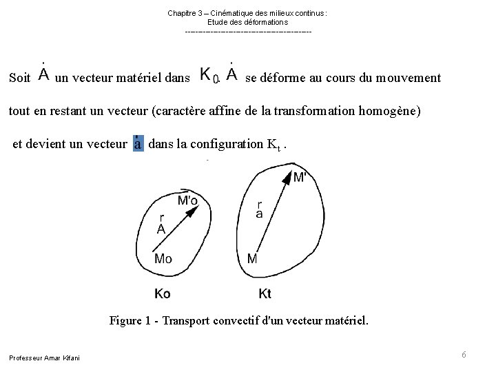 Chapitre 3 – Cinématique des milieux continus : Etude des déformations ------------------------- Soit Chapitre 3 – Cinématique des milieux continus : Etude des déformations ------------------------- Soit