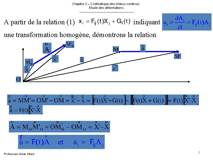 Chapitre 3 – Cinématique des milieux continus : Etude des déformations ------------------------- A Chapitre 3 – Cinématique des milieux continus : Etude des déformations ------------------------- A