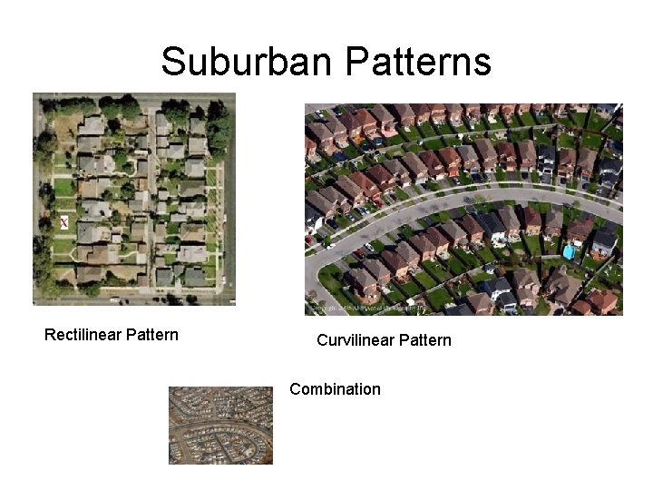 Suburban Patterns Rectilinear Pattern Curvilinear Pattern Combination Suburban Patterns Rectilinear Pattern Curvilinear Pattern Combination