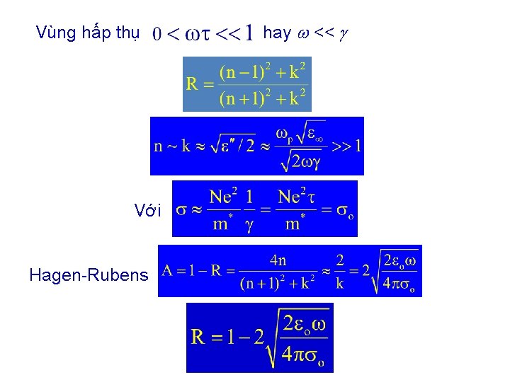 Vùng hấp thụ Với Hagen-Rubens hay << 