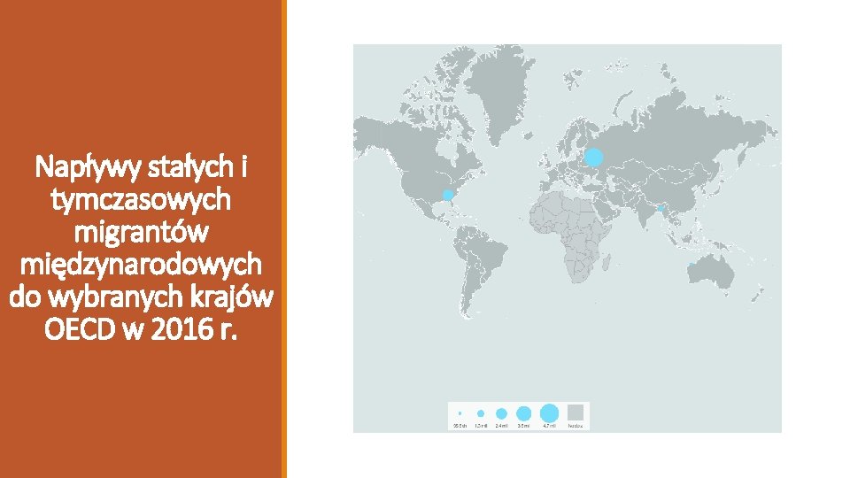 Napływy stałych i tymczasowych migrantów międzynarodowych do wybranych krajów OECD w 2016 r. 
