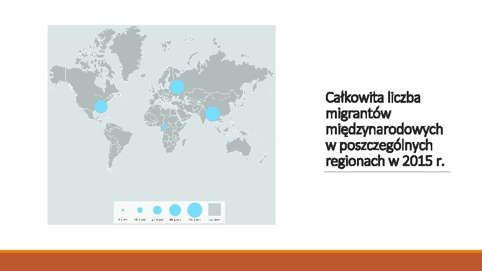 Całkowita liczba migrantów międzynarodowych w poszczególnych regionach w 2015 r. 