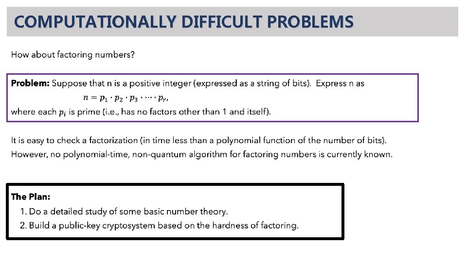 COMPUTATIONALLY DIFFICULT PROBLEMS • 