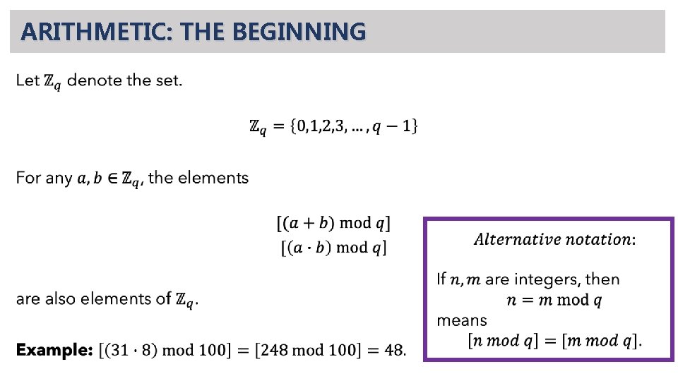 ARITHMETIC: THE BEGINNING • 