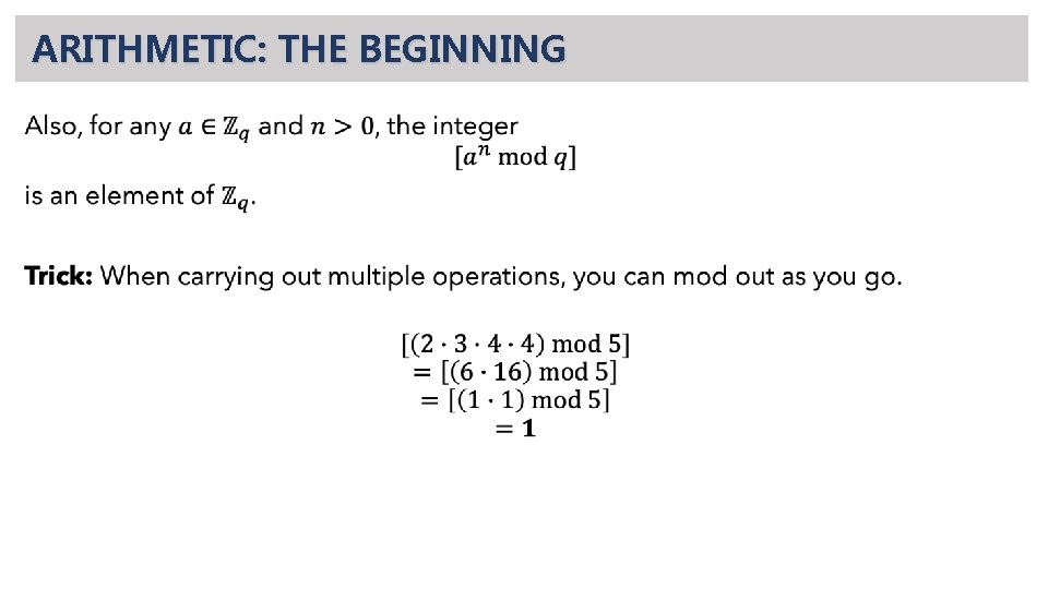 ARITHMETIC: THE BEGINNING • 