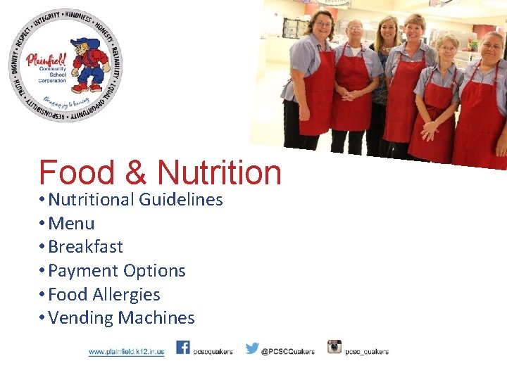 Food & Nutrition • Nutritional Guidelines • Menu • Breakfast • Payment Options •