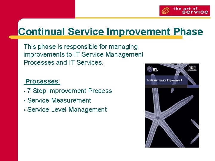 Continual Service Improvement Phase This phase is responsible for managing improvements to IT Service