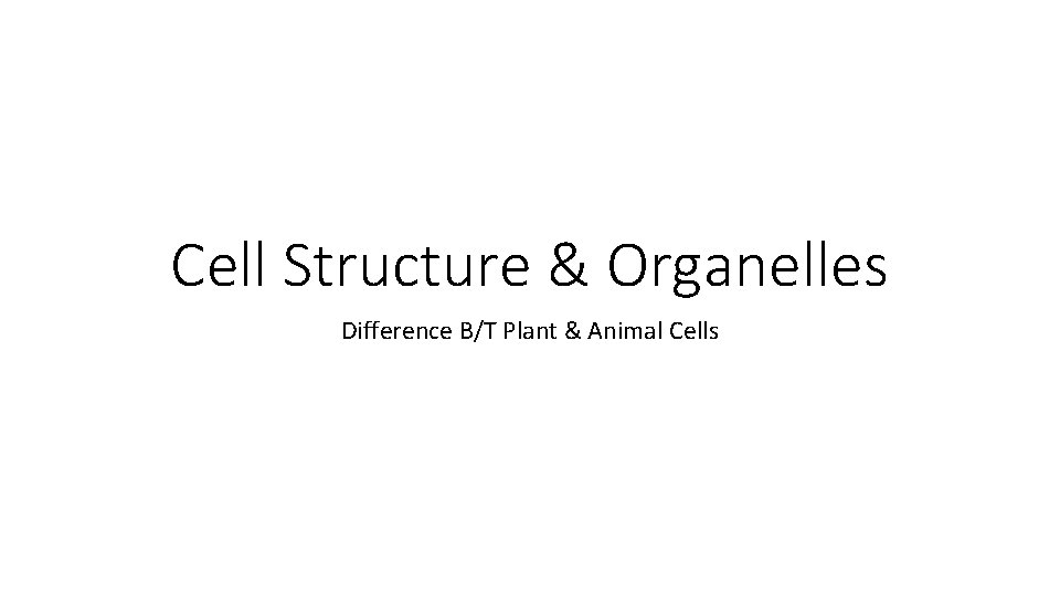 Cell Structure & Organelles Difference B/T Plant & Animal Cells 