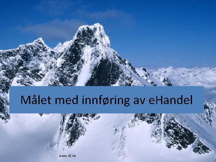 Målet med innføring av e. Handel www. sfj. no Målet med innføring av e. Handel www. sfj. no